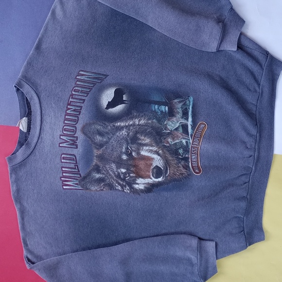 Vintage Other - *SOLD*Vintage 90s Wolf Wild Mountain Wilderness Expedition Sweater Unisex